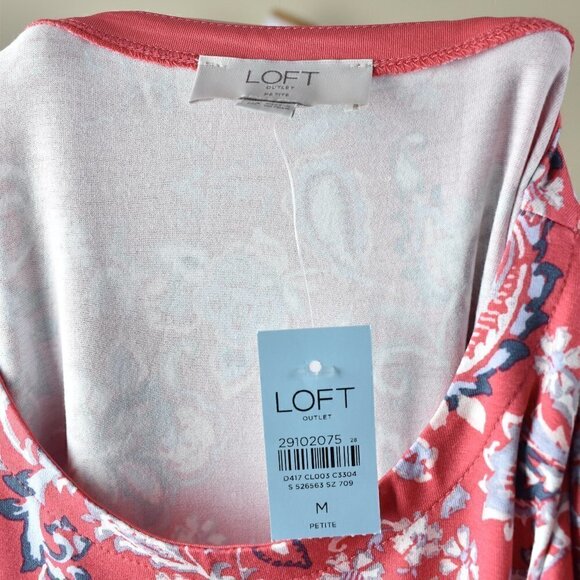 LOFT Floral Paisley Ruffle Jersey Dress NEW - Picture 8 of 8